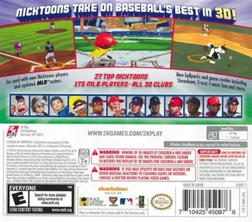 Nicktoons MLB 3D (Usa) box cover back